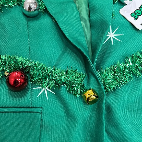 TIPSY ELVES Women’s Gaudy Ornament Green Garland Christmas party Blazer Sz M NWT - Picture 5 of 12